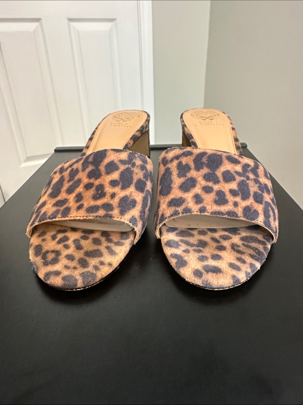 Vince Camuto Leopard Print Slide Mules - Tan & Black - Picture 5 of 5